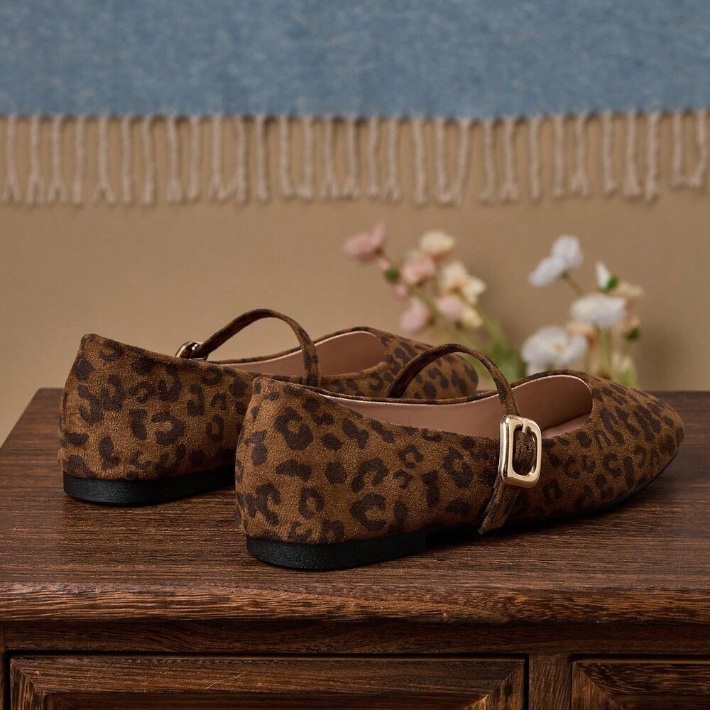 Leopard Women's Slip-On Square Toe Flats - Picture 5 of 6